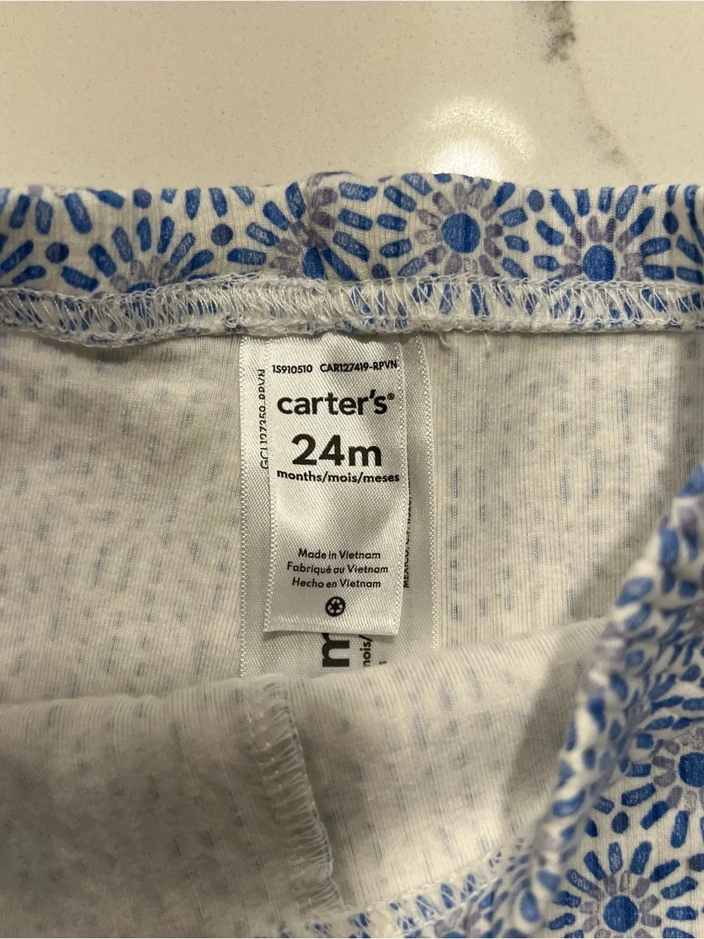 CARTERS Blue & White Floral Two-Piece Set - Size 24M